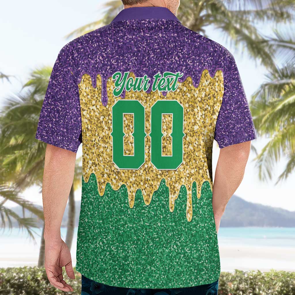 Custom Mardi Gras Dripping Hawaiian Shirt Baseball Sparkling Drip Motif - Wonder Print Shop