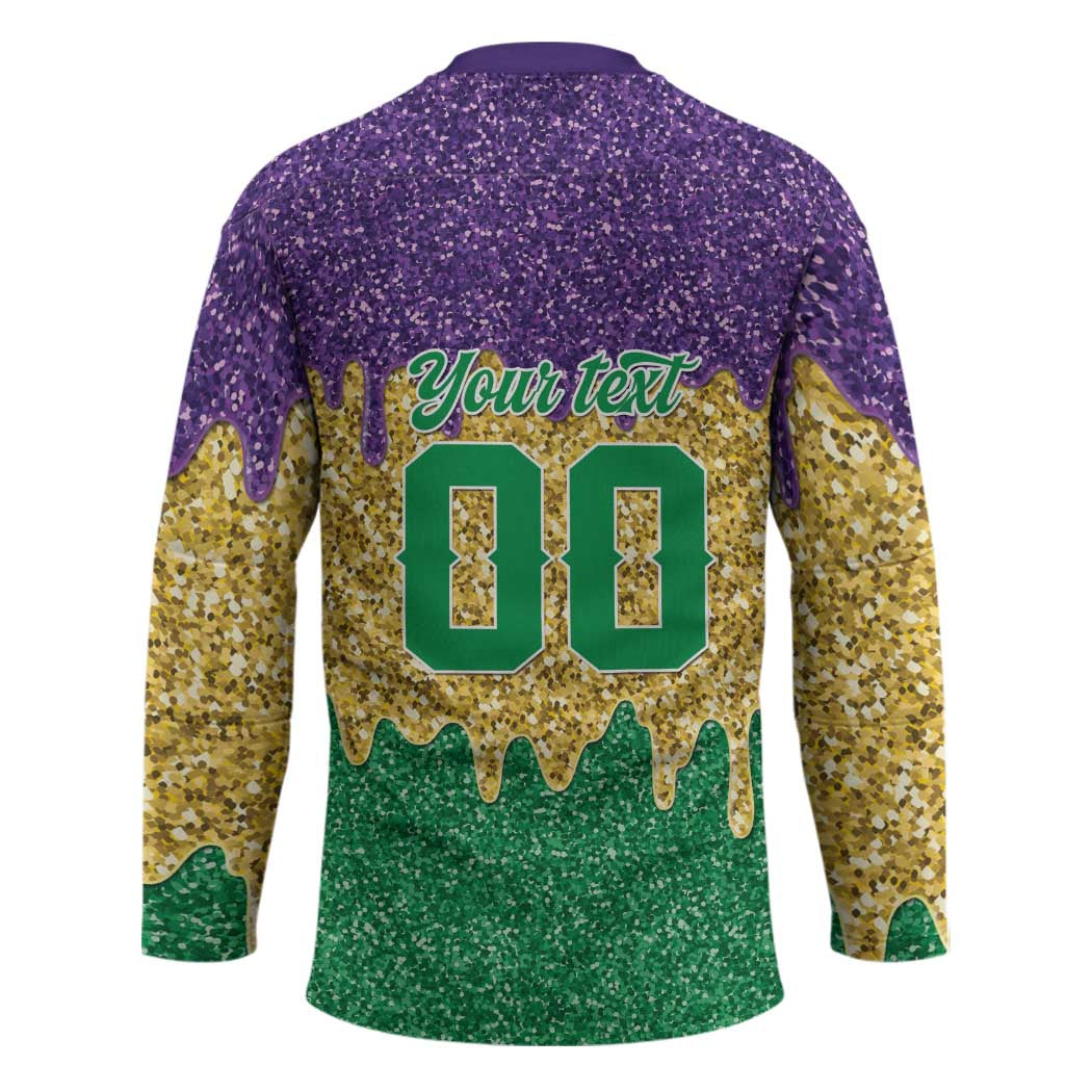 Custom Mardi Gras Dripping Hockey Jersey Baseball Sparkling Drip Motif - Wonder Print Shop