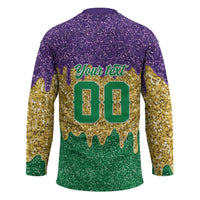 Custom Mardi Gras Dripping Hockey Jersey Baseball Sparkling Drip Motif - Wonder Print Shop
