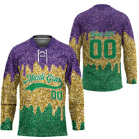 Custom Mardi Gras Dripping Hockey Jersey Baseball Sparkling Drip Motif - Wonder Print Shop