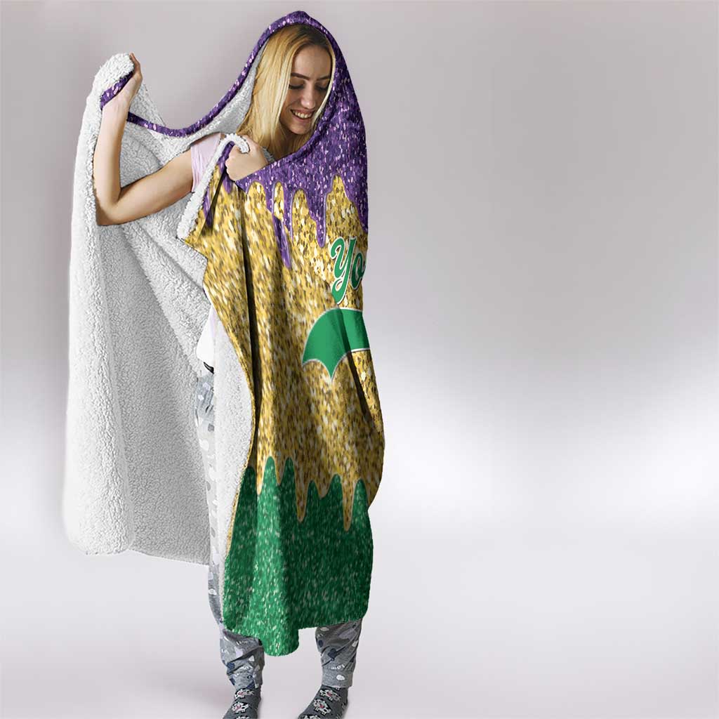Custom Mardi Gras Dripping Hooded Blanket Baseball Sparkling Drip Motif - Wonder Print Shop
