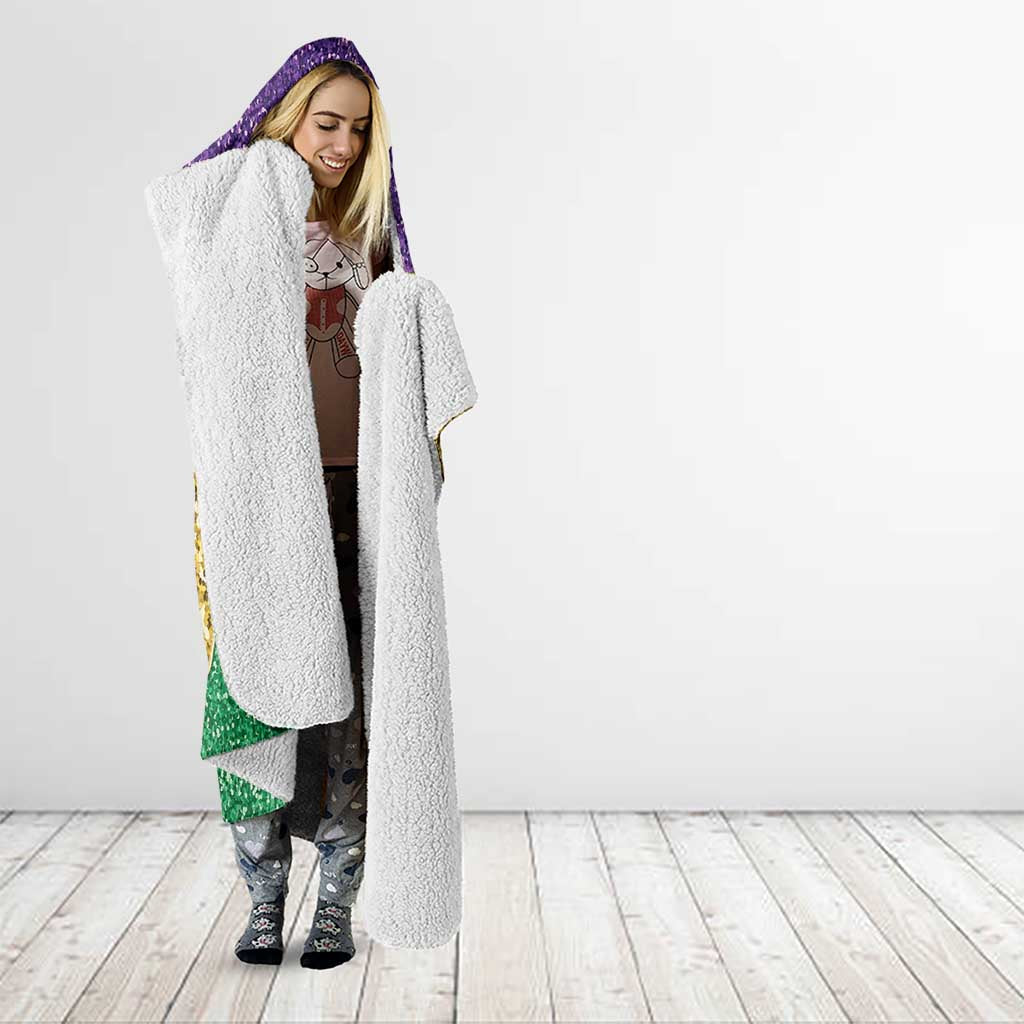 Custom Mardi Gras Dripping Hooded Blanket Baseball Sparkling Drip Motif - Wonder Print Shop