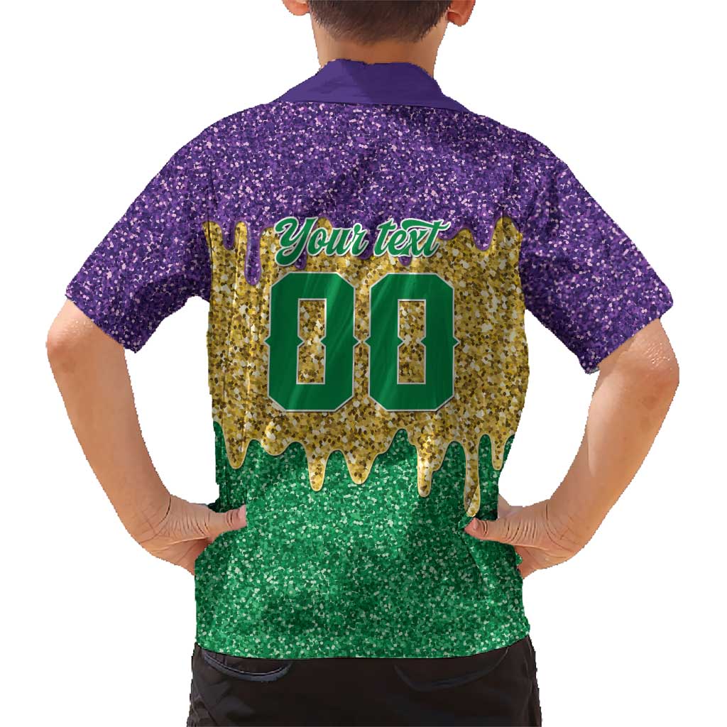 Custom Mardi Gras Dripping Kid Hawaiian Shirt Baseball Sparkling Drip Motif - Wonder Print Shop