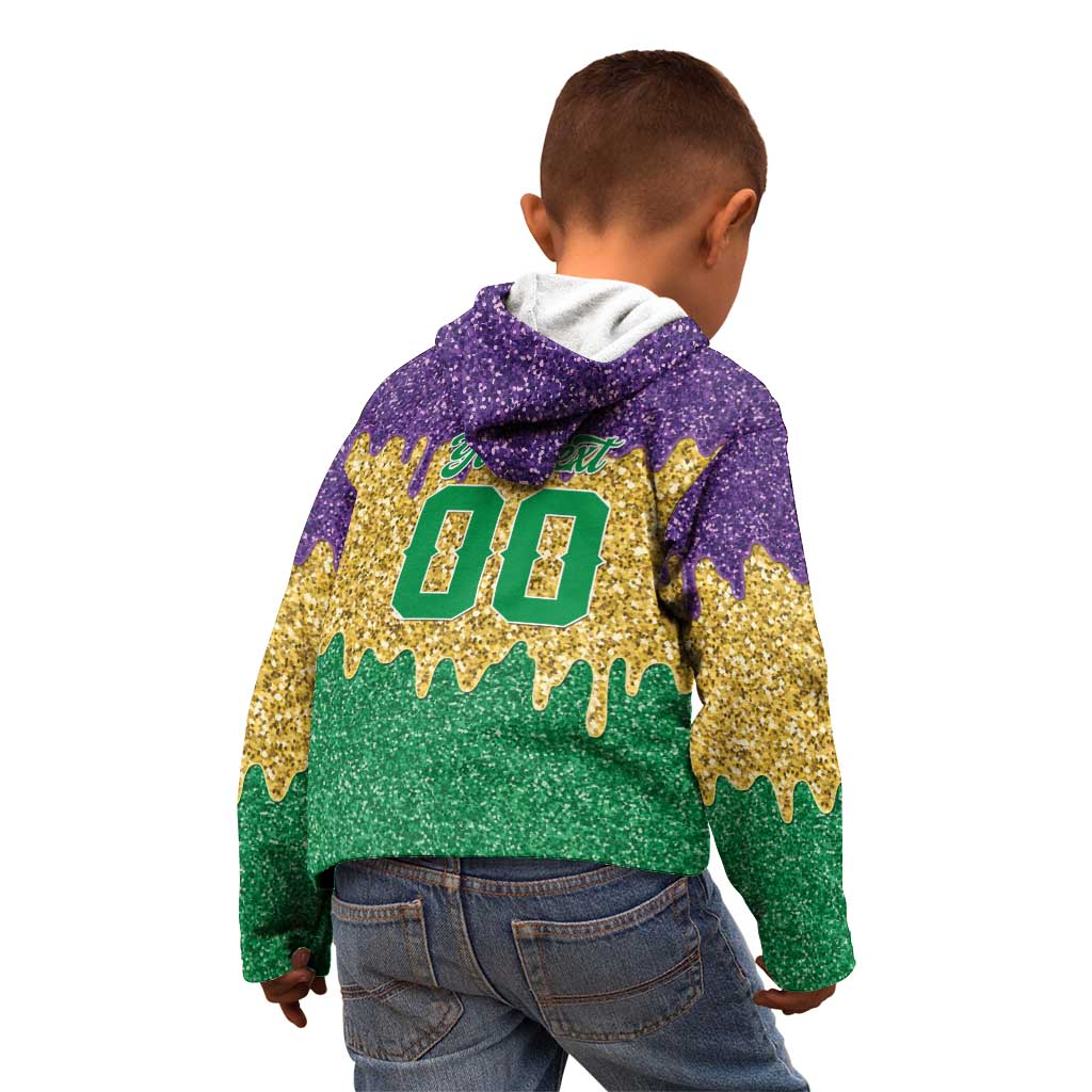 Custom Mardi Gras Dripping Kid Hoodie Baseball Sparkling Drip Motif - Wonder Print Shop