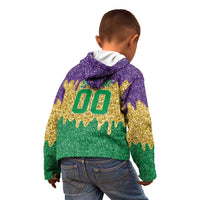 Custom Mardi Gras Dripping Kid Hoodie Baseball Sparkling Drip Motif - Wonder Print Shop