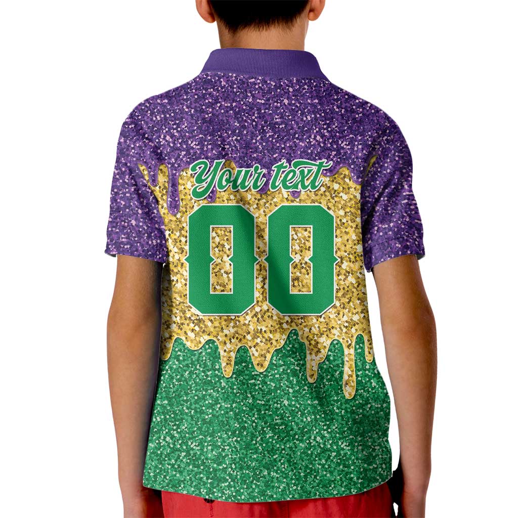 Custom Mardi Gras Dripping Kid Polo Shirt Baseball Sparkling Drip Motif - Wonder Print Shop