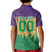 Custom Mardi Gras Dripping Kid Polo Shirt Baseball Sparkling Drip Motif - Wonder Print Shop