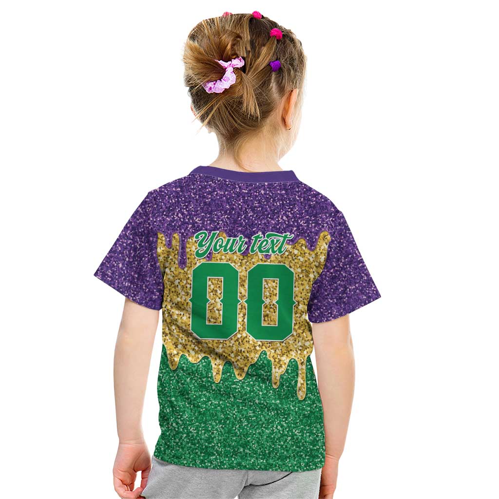 Custom Mardi Gras Dripping Kid T Shirt Baseball Sparkling Drip Motif - Wonder Print Shop