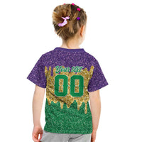Custom Mardi Gras Dripping Kid T Shirt Baseball Sparkling Drip Motif - Wonder Print Shop