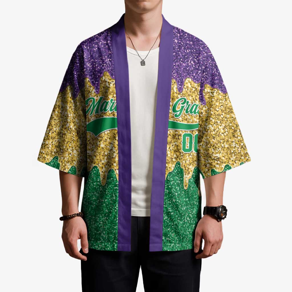 Custom Mardi Gras Dripping Kimono Baseball Sparkling Drip Motif - Wonder Print Shop