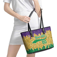 Custom Mardi Gras Dripping Leather Tote Bag Baseball Sparkling Drip Motif - Wonder Print Shop