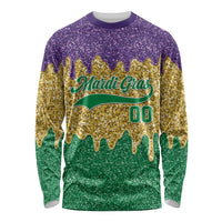 Custom Mardi Gras Dripping Long Sleeve Shirt Baseball Sparkling Drip Motif - Wonder Print Shop