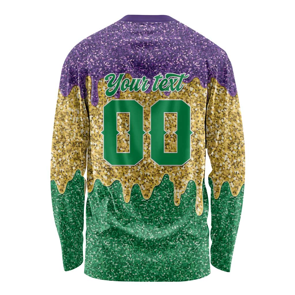 Custom Mardi Gras Dripping Long Sleeve Shirt Baseball Sparkling Drip Motif - Wonder Print Shop