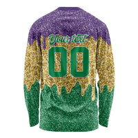 Custom Mardi Gras Dripping Long Sleeve Shirt Baseball Sparkling Drip Motif - Wonder Print Shop