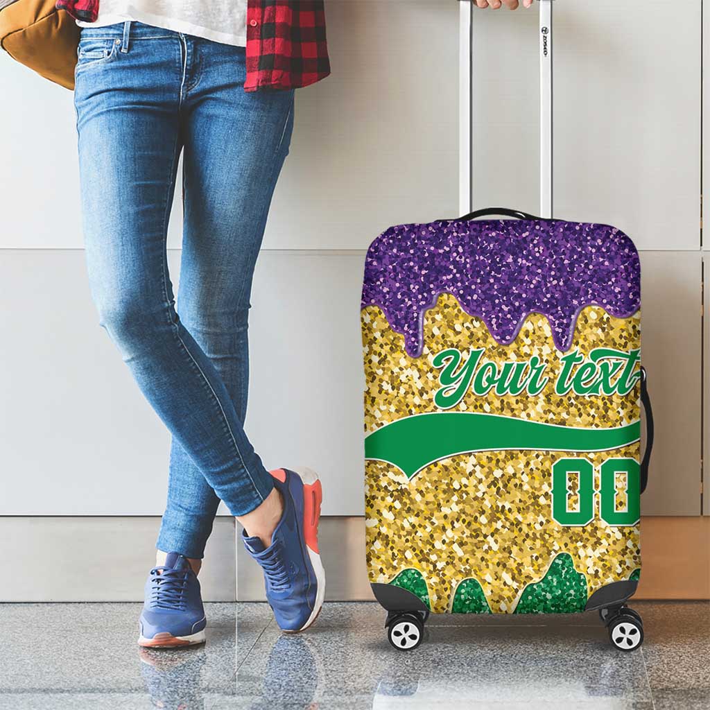 Custom Mardi Gras Dripping Luggage Cover Baseball Sparkling Drip Motif - Wonder Print Shop