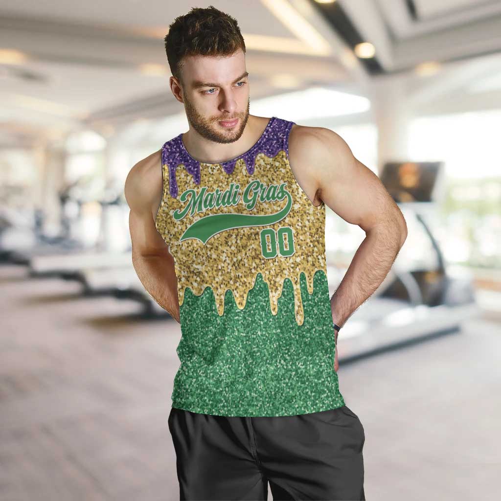 Custom Mardi Gras Dripping Men Tank Top Baseball Sparkling Drip Motif - Wonder Print Shop