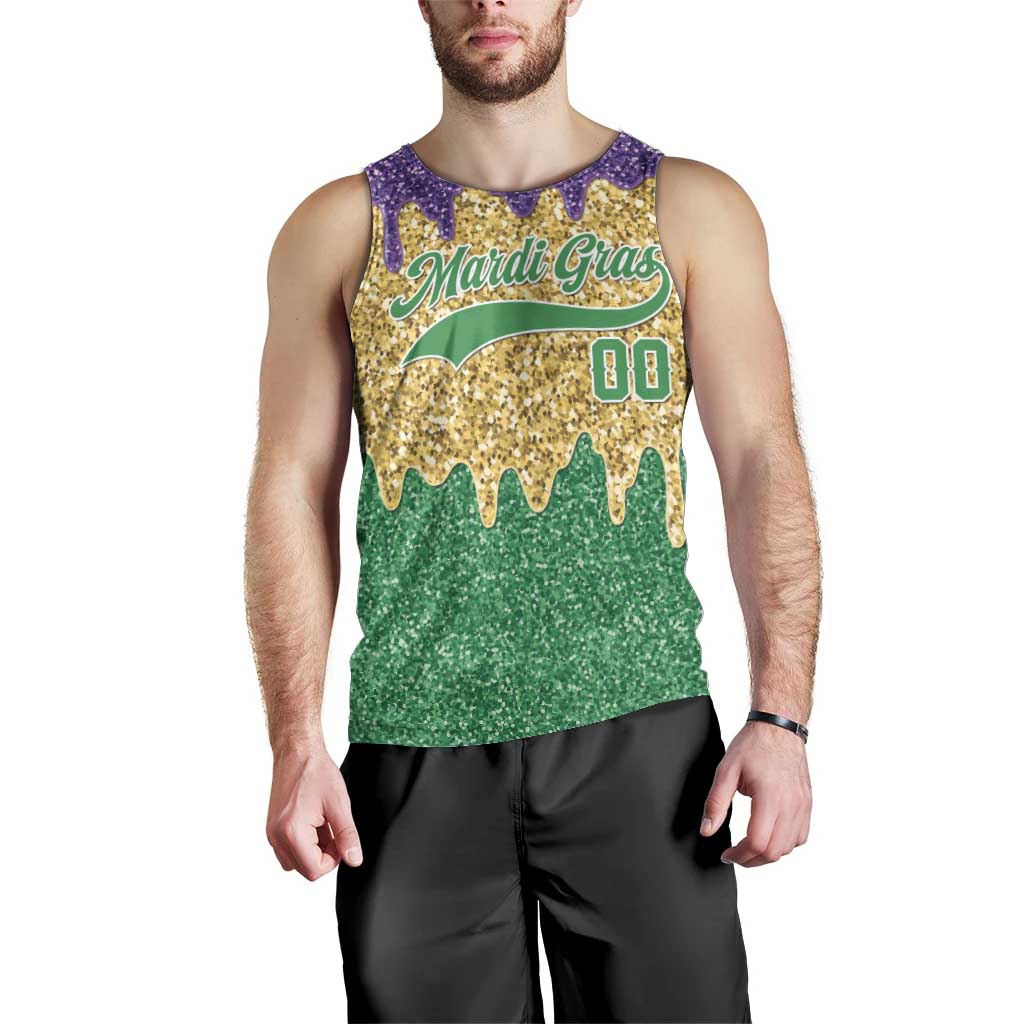 Custom Mardi Gras Dripping Men Tank Top Baseball Sparkling Drip Motif - Wonder Print Shop