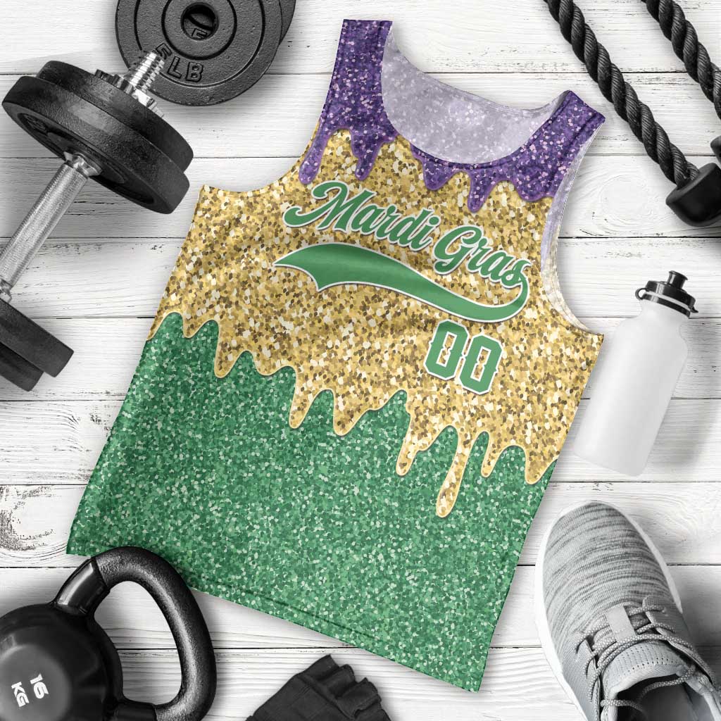 Custom Mardi Gras Dripping Men Tank Top Baseball Sparkling Drip Motif - Wonder Print Shop