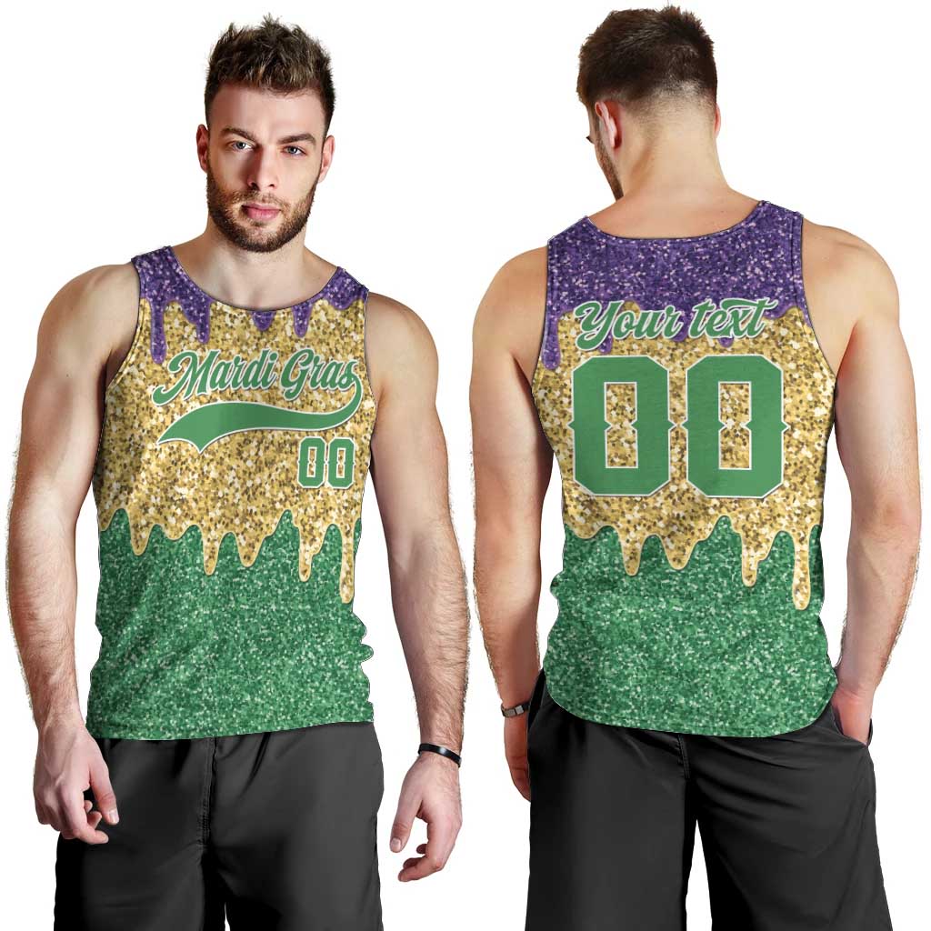 Custom Mardi Gras Dripping Men Tank Top Baseball Sparkling Drip Motif - Wonder Print Shop