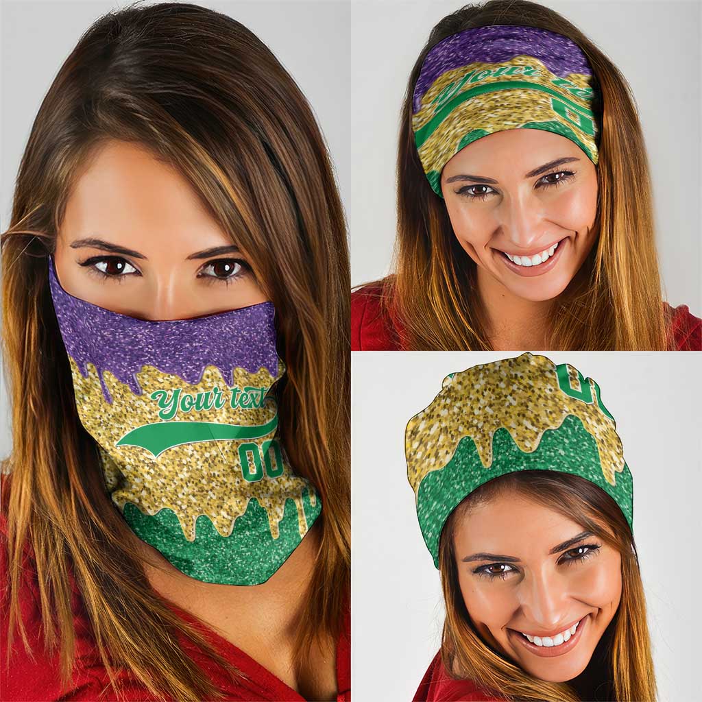 Custom Mardi Gras Dripping Neck Gaiter Baseball Sparkling Drip Motif - Wonder Print Shop