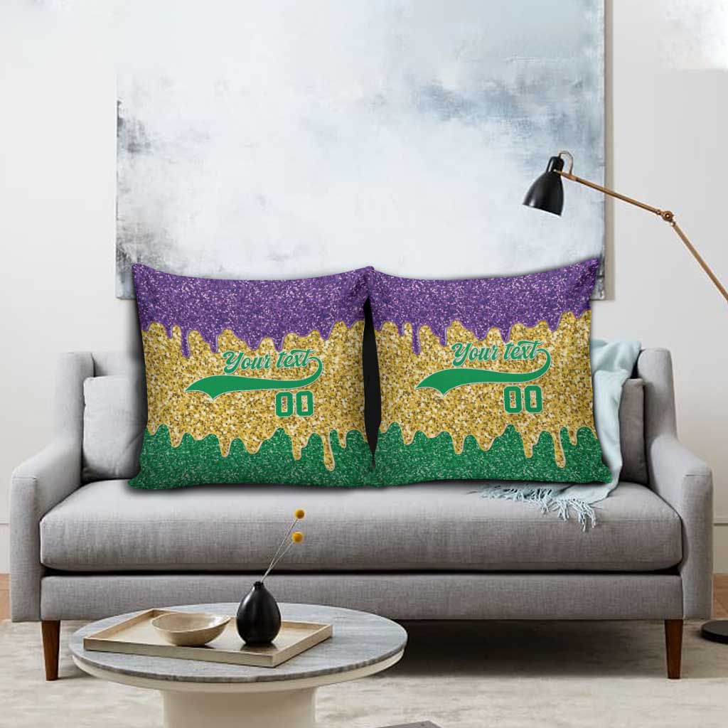 Custom Mardi Gras Dripping Pillow Cover Baseball Sparkling Drip Motif - Wonder Print Shop