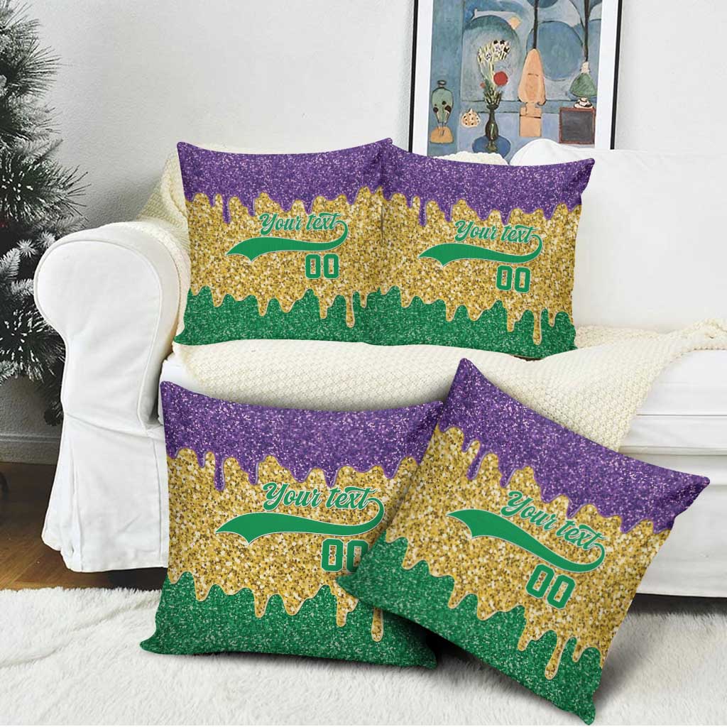 Custom Mardi Gras Dripping Pillow Cover Baseball Sparkling Drip Motif - Wonder Print Shop