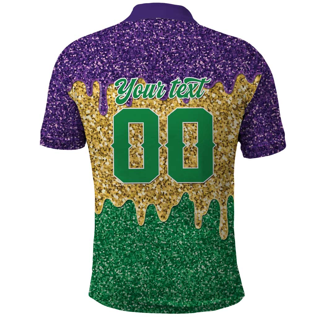 Custom Mardi Gras Dripping Polo Shirt Baseball Sparkling Drip Motif - Wonder Print Shop