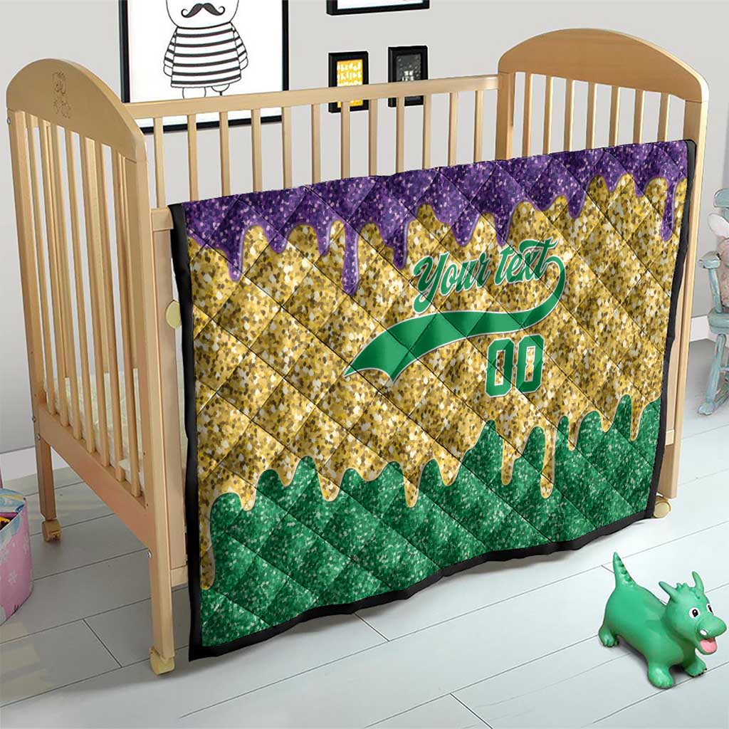 Custom Mardi Gras Dripping Quilt Baseball Sparkling Drip Motif - Wonder Print Shop