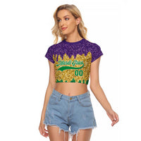 Custom Mardi Gras Dripping Raglan Cropped T Shirt Baseball Sparkling Drip Motif - Wonder Print Shop
