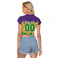 Custom Mardi Gras Dripping Raglan Cropped T Shirt Baseball Sparkling Drip Motif - Wonder Print Shop