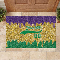 Custom Mardi Gras Dripping Rubber Doormat Baseball Sparkling Drip Motif - Wonder Print Shop