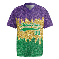 Custom Mardi Gras Dripping Rugby Jersey Baseball Sparkling Drip Motif - Wonder Print Shop