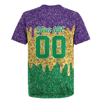 Custom Mardi Gras Dripping Rugby Jersey Baseball Sparkling Drip Motif - Wonder Print Shop