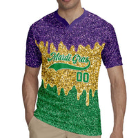 Custom Mardi Gras Dripping Rugby Jersey Baseball Sparkling Drip Motif - Wonder Print Shop