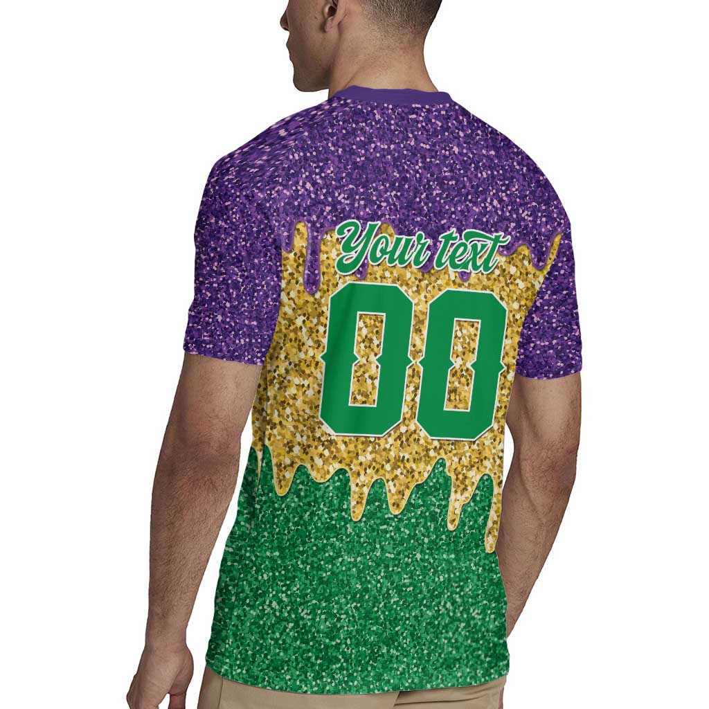 Custom Mardi Gras Dripping Rugby Jersey Baseball Sparkling Drip Motif - Wonder Print Shop