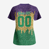 Custom Mardi Gras Dripping Scrub Top Baseball Sparkling Drip Motif - Wonder Print Shop