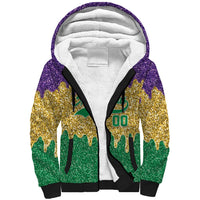 Custom Mardi Gras Dripping Sherpa Hoodie Baseball Sparkling Drip Motif - Wonder Print Shop