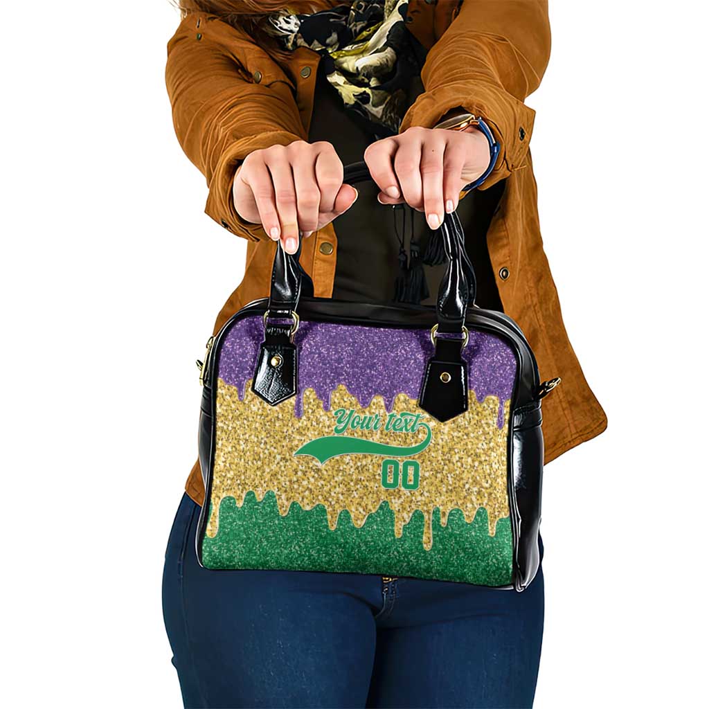 Custom Mardi Gras Dripping Shoulder Handbag Baseball Sparkling Drip Motif - Wonder Print Shop