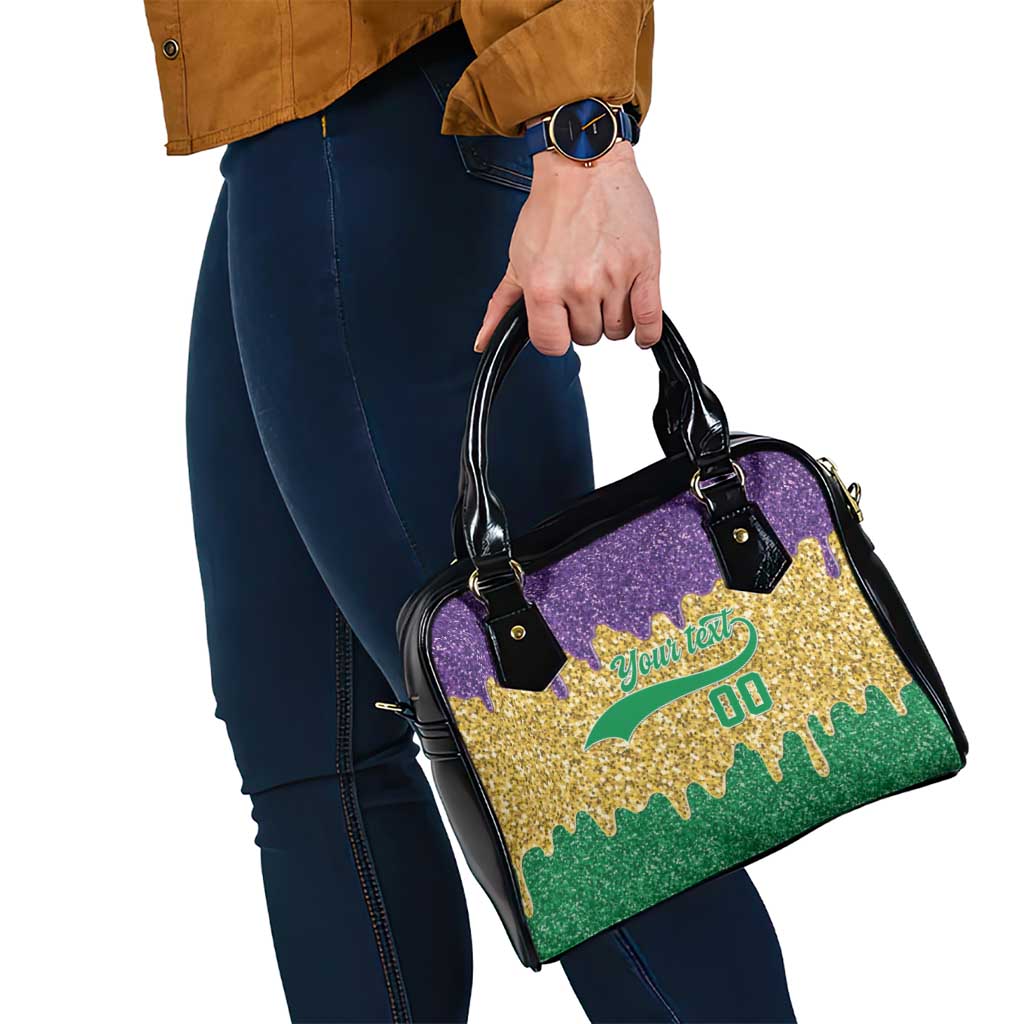 Custom Mardi Gras Dripping Shoulder Handbag Baseball Sparkling Drip Motif - Wonder Print Shop