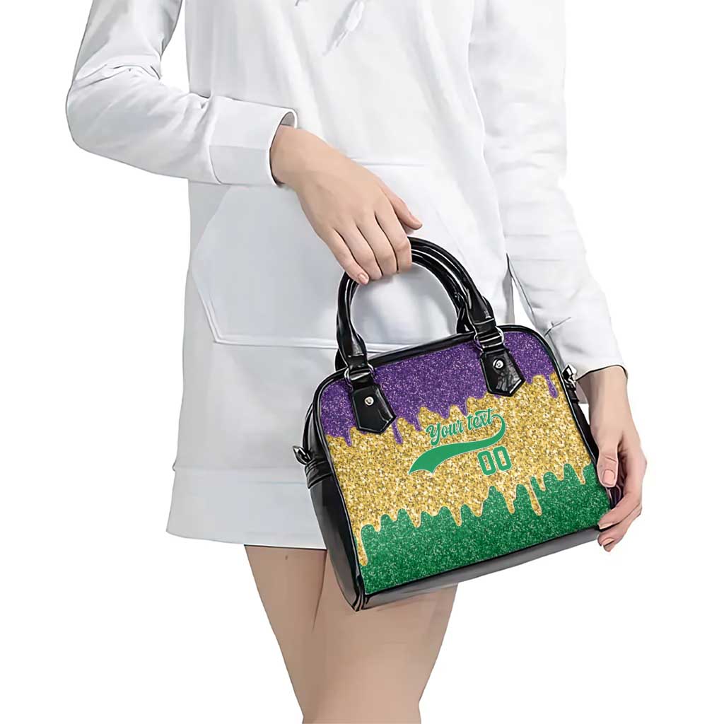 Custom Mardi Gras Dripping Shoulder Handbag Baseball Sparkling Drip Motif - Wonder Print Shop
