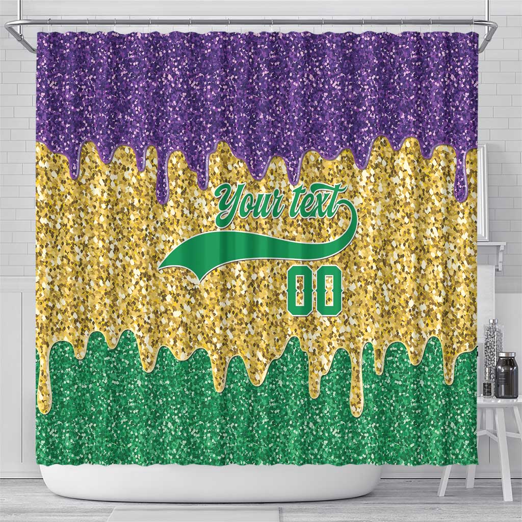 Custom Mardi Gras Dripping Shower Curtain Baseball Sparkling Drip Motif - Wonder Print Shop