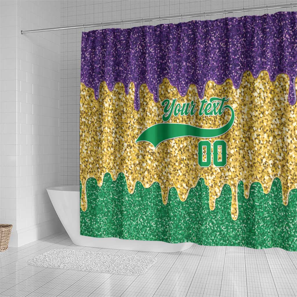 Custom Mardi Gras Dripping Shower Curtain Baseball Sparkling Drip Motif - Wonder Print Shop