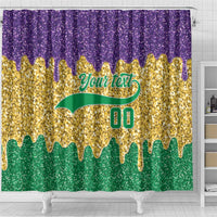 Custom Mardi Gras Dripping Shower Curtain Baseball Sparkling Drip Motif - Wonder Print Shop