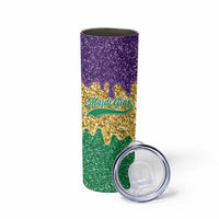 Custom Mardi Gras Dripping Skinny Tumbler Baseball Sparkling Drip Motif - Wonder Print Shop