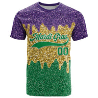 Custom Mardi Gras Dripping T Shirt Baseball Sparkling Drip Motif - Wonder Print Shop
