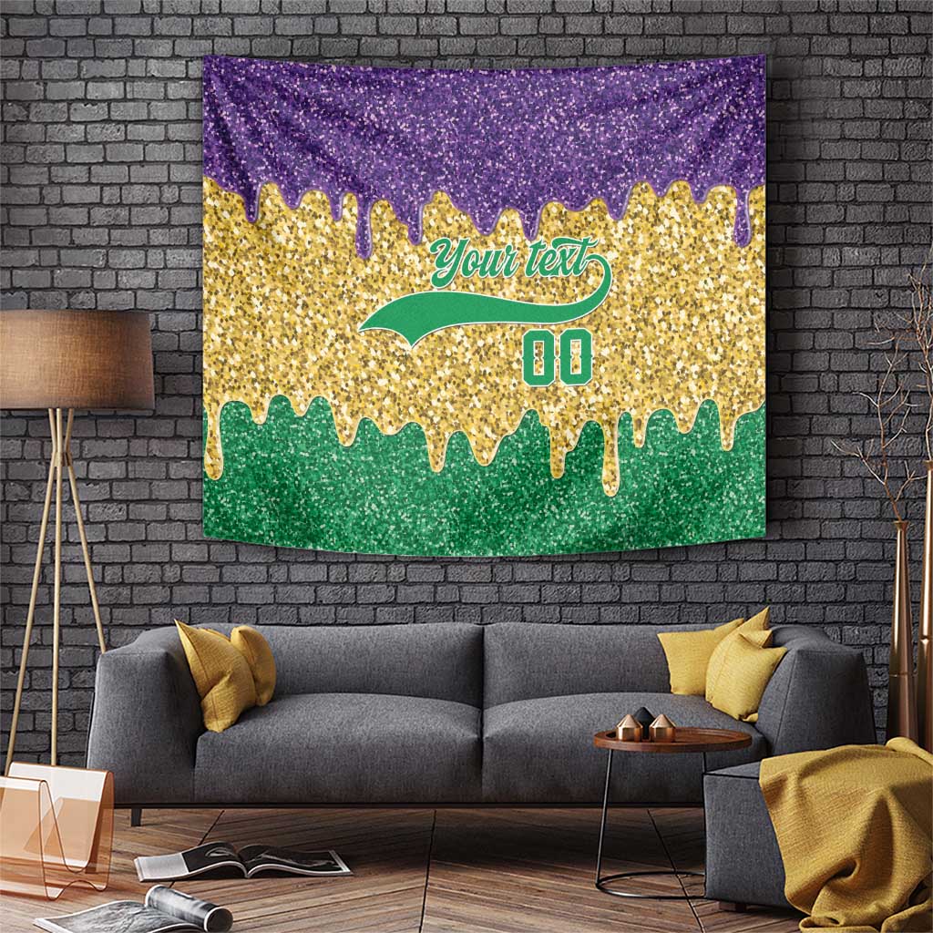 Custom Mardi Gras Dripping Tapestry Baseball Sparkling Drip Motif - Wonder Print Shop
