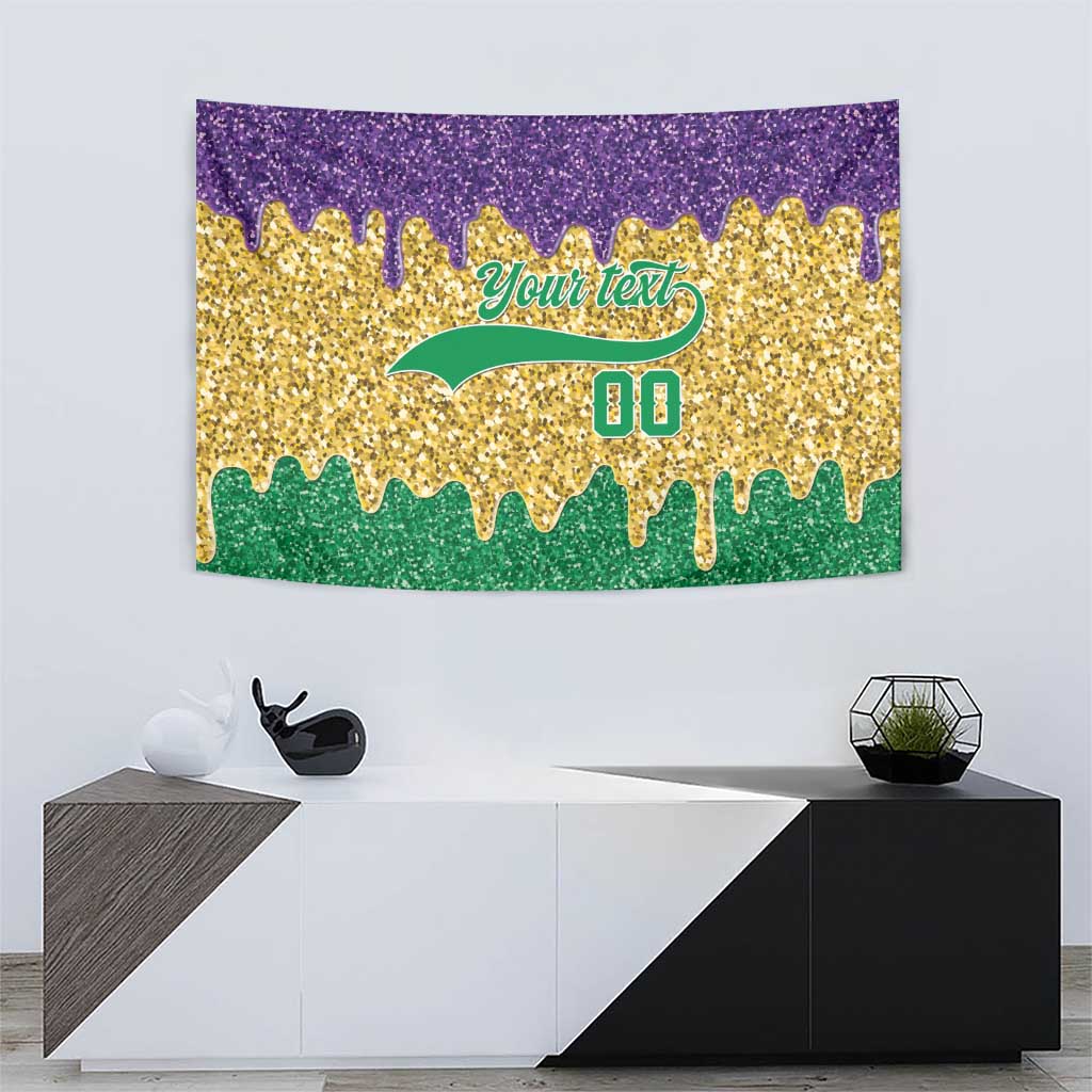Custom Mardi Gras Dripping Tapestry Baseball Sparkling Drip Motif - Wonder Print Shop