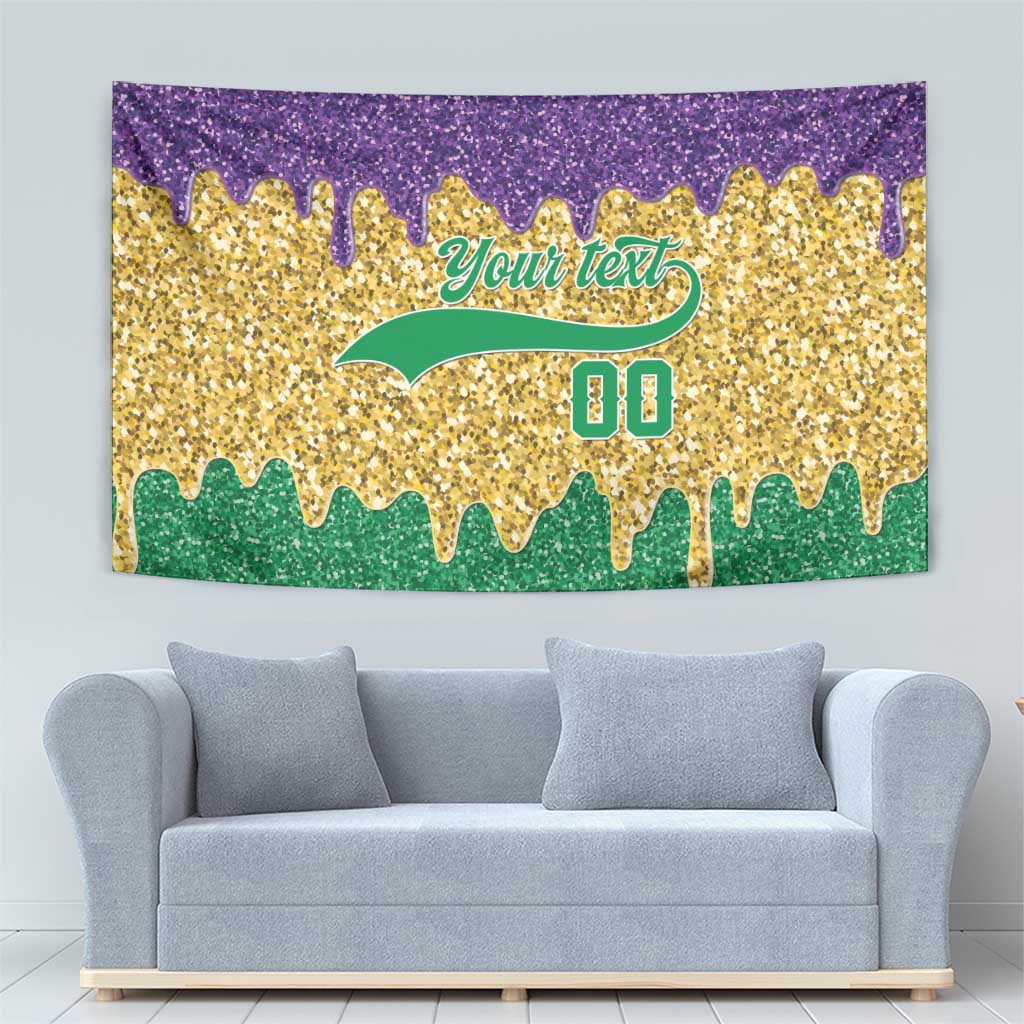 Custom Mardi Gras Dripping Tapestry Baseball Sparkling Drip Motif - Wonder Print Shop