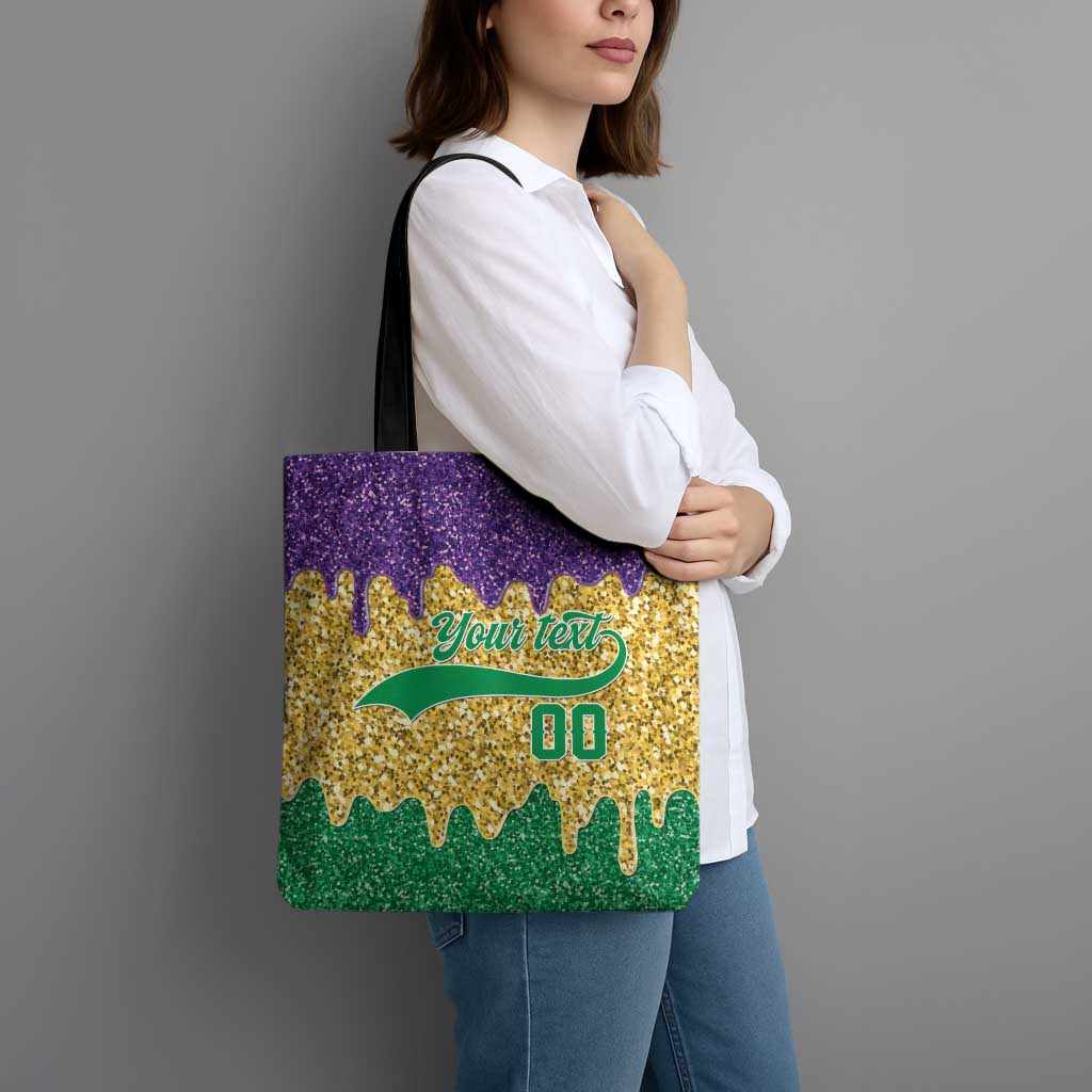 Custom Mardi Gras Dripping Tote Bag Baseball Sparkling Drip Motif - Wonder Print Shop