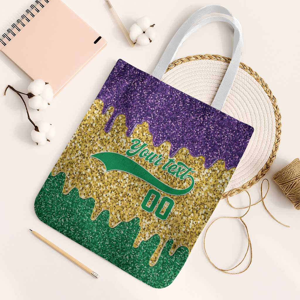 Custom Mardi Gras Dripping Tote Bag Baseball Sparkling Drip Motif - Wonder Print Shop